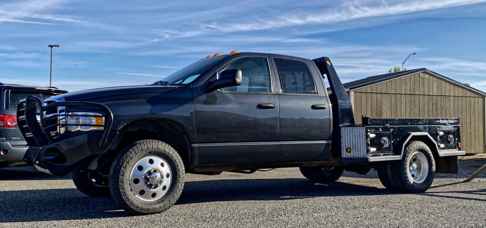 2003 RAM 3500 Diesel Pickup 4x4 Flatbed For Sale at Stickshift Motors Cody, WY
